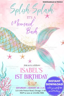 Pastel Mermaid-Themed 1st Birthday Celebration with Coral Reefs and Starfish