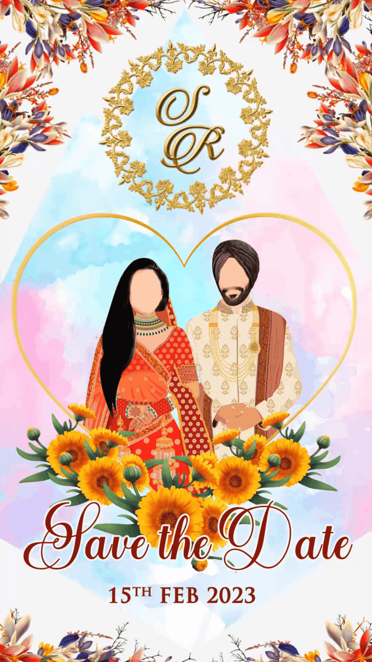 Punjabi Wedding Invitation Video With Caricature Theme