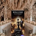 Retractable Wedding Banner Standee with Personalized Welcome Message for Ceremony Entrance
