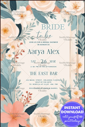 Soft Pastel-Themed Bridal Shower Invitation with Feminine Florals and Modern Typography