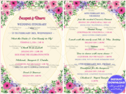 Three-Day Wedding Celebration Itinerary with Stunning Pink Floral Design