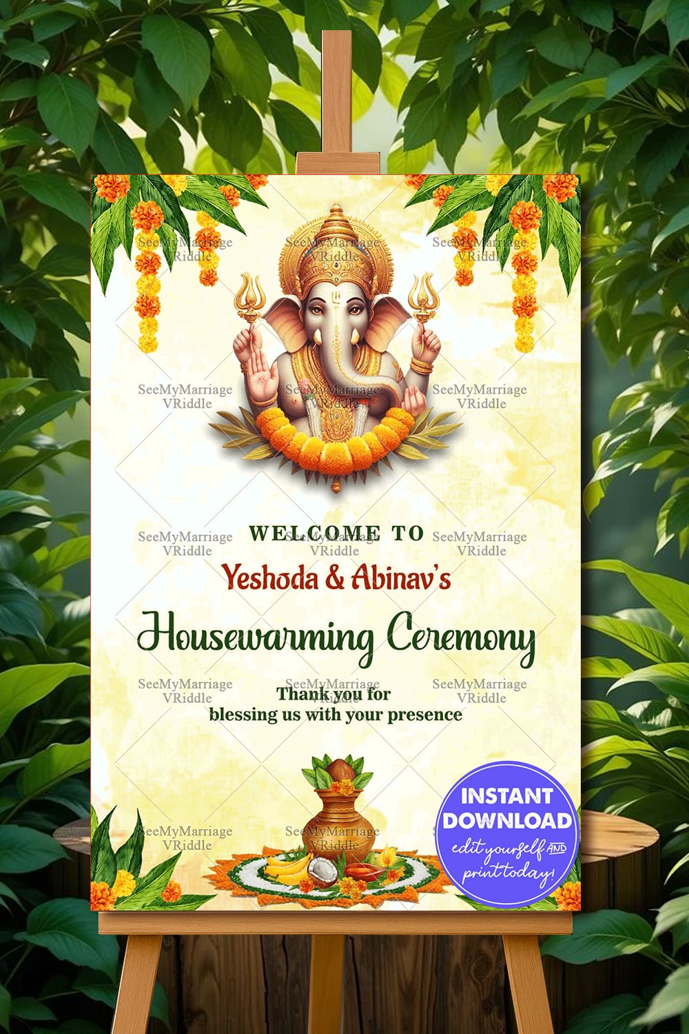 Traditional Floral Accents Housewarming Welcome Poster