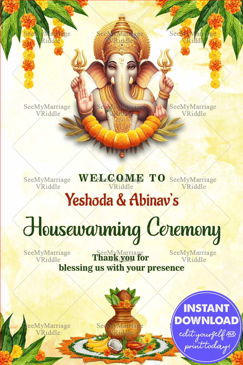 Traditional Floral Accents Housewarming Welcome Poster