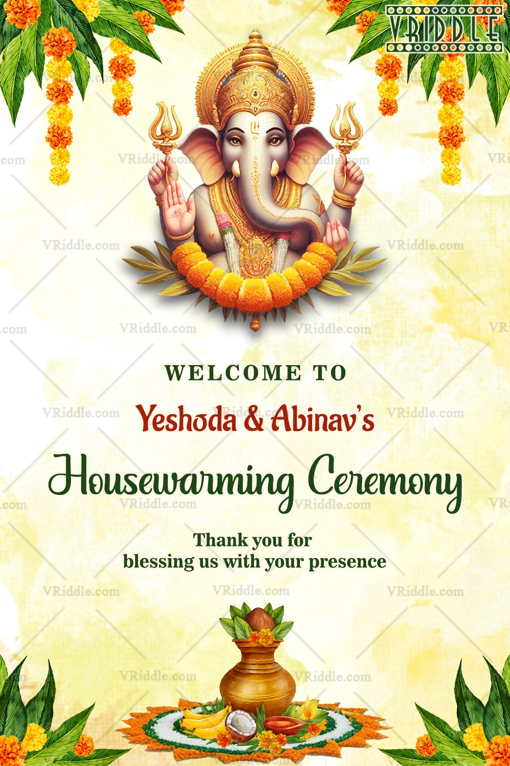 Traditional Floral Accents Housewarming Welcome Poster