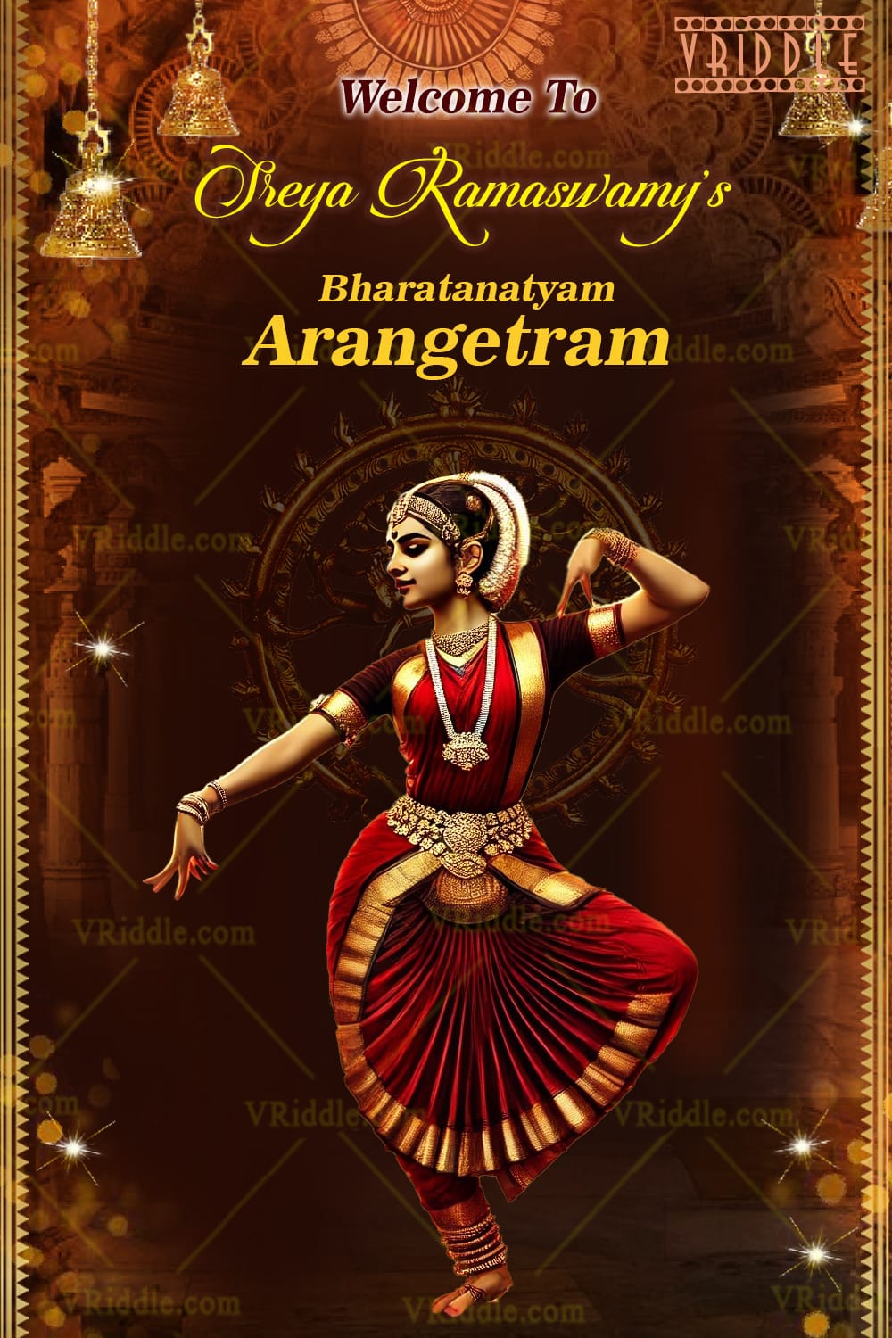 Traditional Indian Dance Arangetram Invitation with Graceful Design