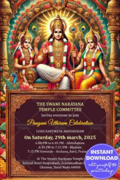 Traditional Temple Panguni Uthiram Celebration Invite