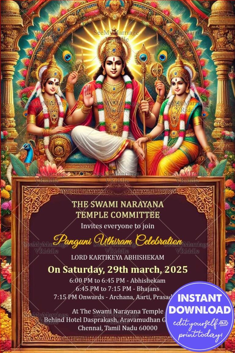 Traditional Temple Panguni Uthiram Celebration Invite