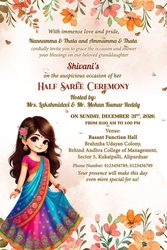 Vibrant Cartoon Half Saree Function Invitation Video