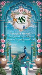 Whimsical Peacock Wedding Announcement with Grand Celebration