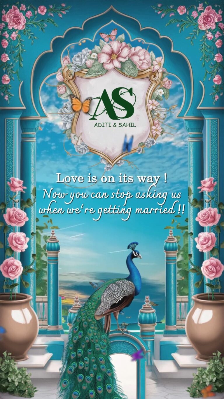 Whimsical Peacock Wedding Announcement with Grand Celebration