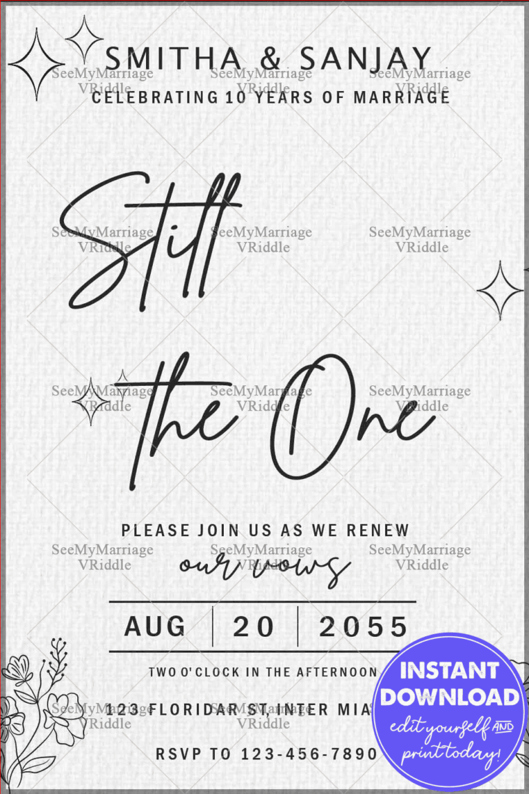 Minimalist Vow Renewal Anniversary Invitation with Simple Floral Design