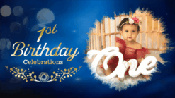 Blue Elegance First Birthday Invitation Video with Classic Text Animation With Add Photo