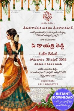 Spiritual Voni Invitation Card with Decorative Flower Accents