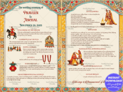 Traditional Hindu Wedding Ceremony Details with Cultural Rituals and Vibrant Illustrations