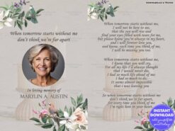 Floral Memorial Tribute with Heartfelt Poem and Elegant Portrait