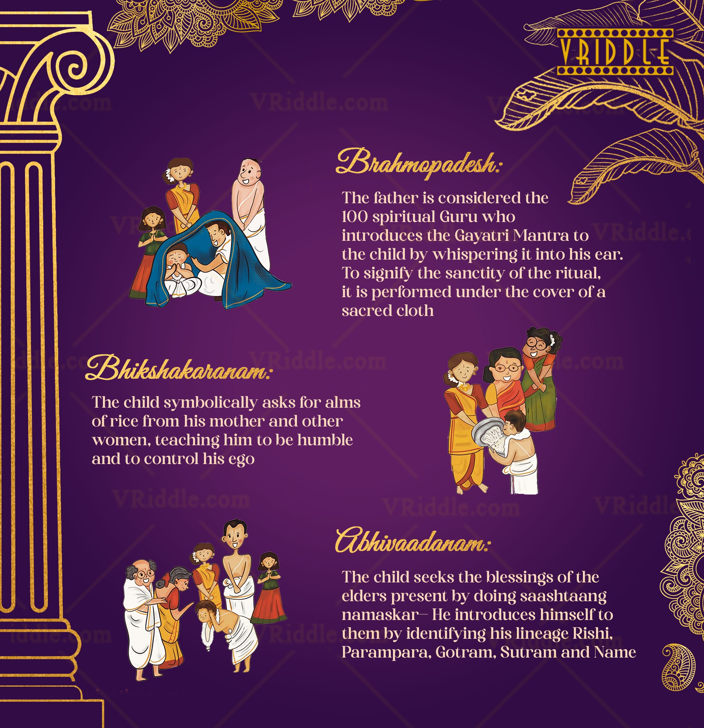 Purple Themed Upanayanam Invitation Set With Religious Family Event Details