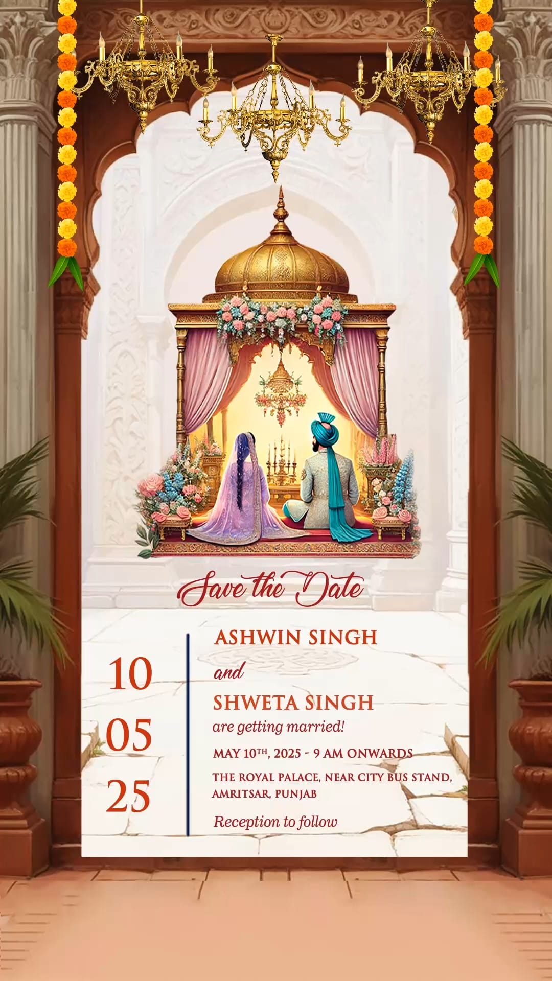 Milestone Wedding Invitation Video Featuring Love Journey with Traditional Illustrations
