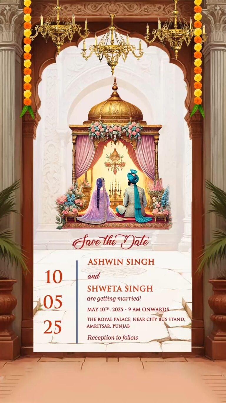 Milestone Wedding Invitation Video Featuring Love Journey with Traditional Illustrations