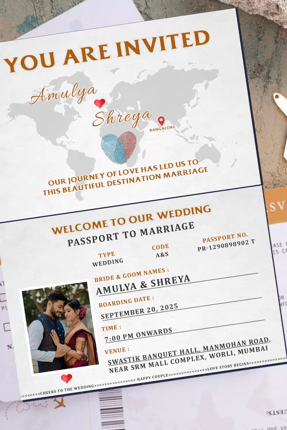 Passport Wedding Invitation Video with Travel Love Theme