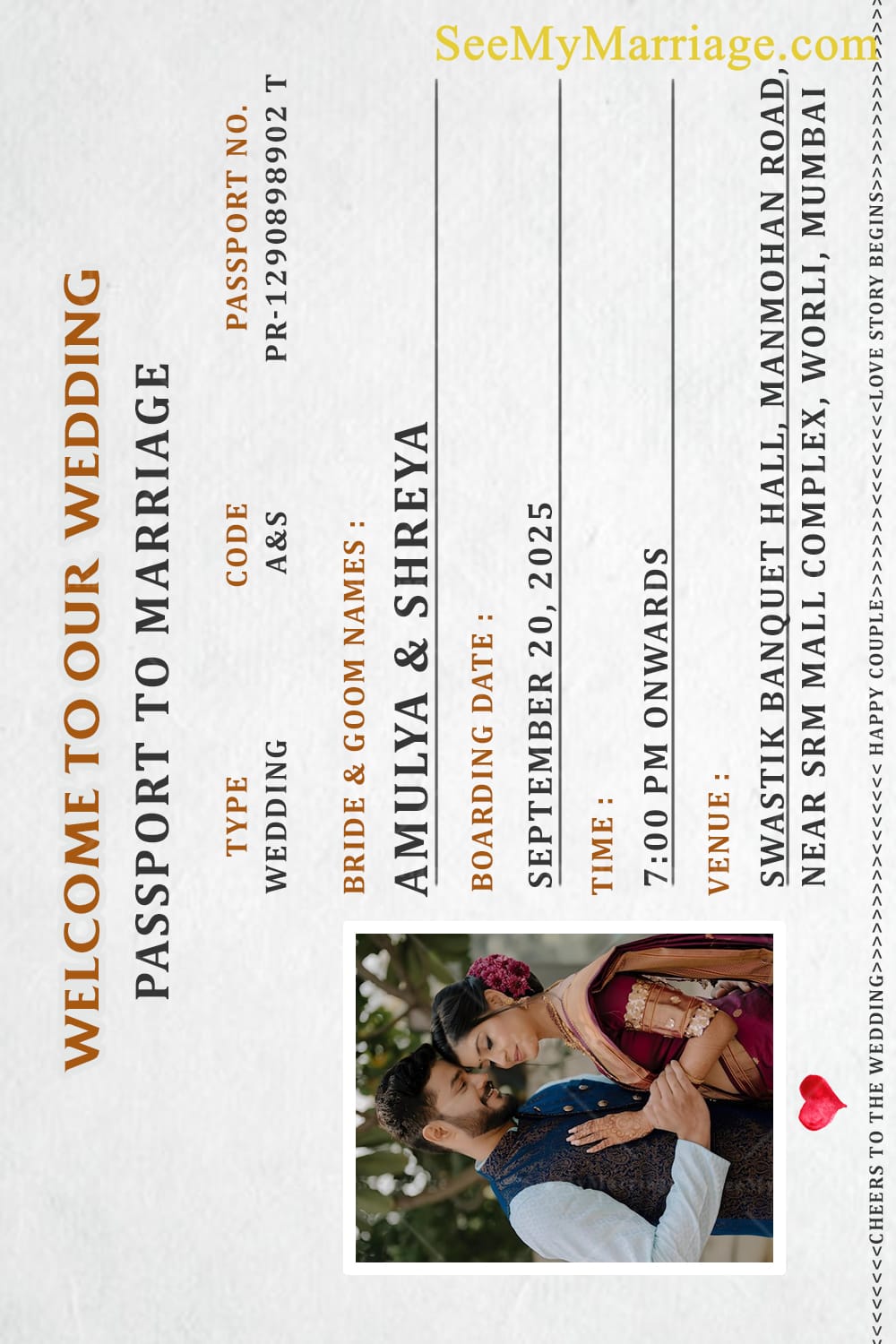 Passport-Themed Wedding Invitation Card Set