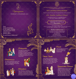 Purple Themed Upanayanam Invitation Set With Religious Family Event Details
