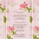 Soft Pink Florals Wedding Invitation with Reception and Accommodation Details and QR Code RSVP