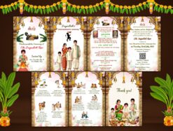 Traditional Brahmopadesha Invitation Card With Family Illustration, Ritual Explanation Design