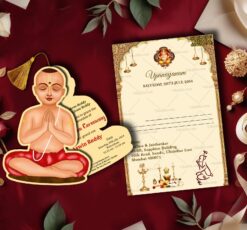 Upanayanam Invitation Featuring Temple-Inspired Design
