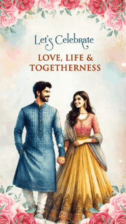 Watercolor Caricature Theme Destination Wedding Invitation Video With Romantic Celebration