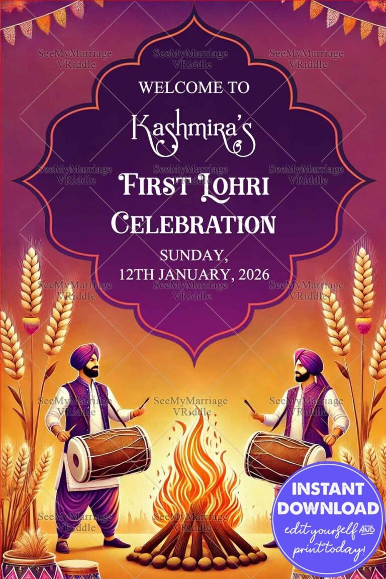 Cultural Punjabi Lohri Poster Design with Warm Golden Tones &Fire Motif