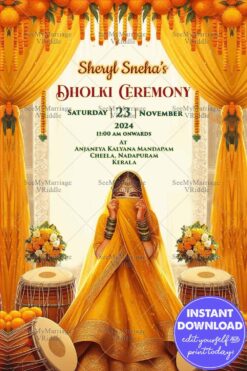 Marigold Elegance Dholki Ceremony Invitation Design