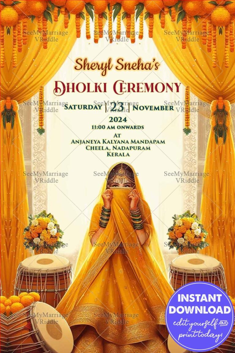 Marigold Elegance Dholki Ceremony Invitation Design