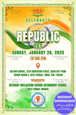 Republic Day Celebration Invitation card with Lotus Design