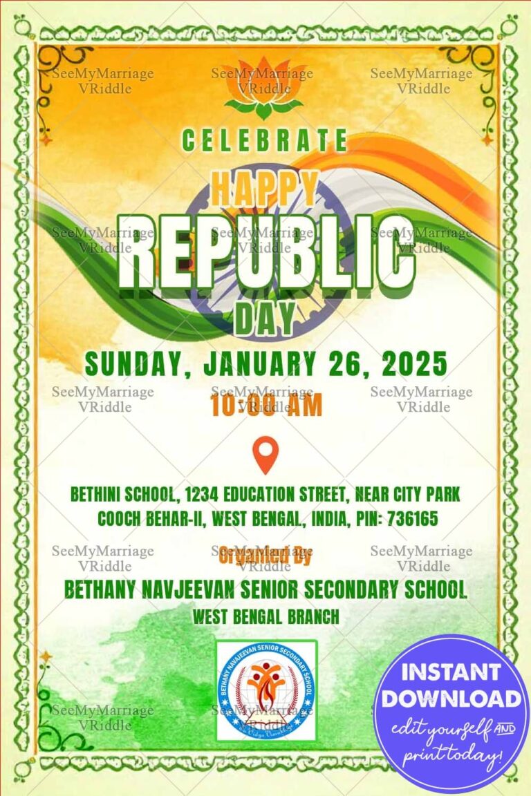 Republic Day Celebration Invitation card with Lotus Design