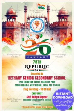 Red Fort-Themed Republic Day Flag Hoisting Invitation card