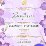 Lavender Floral Baptism Announcement with Angel Illustration