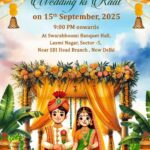 Animated Wedding Invitation Video with Floral Mandap, Bride and Groom Illustration