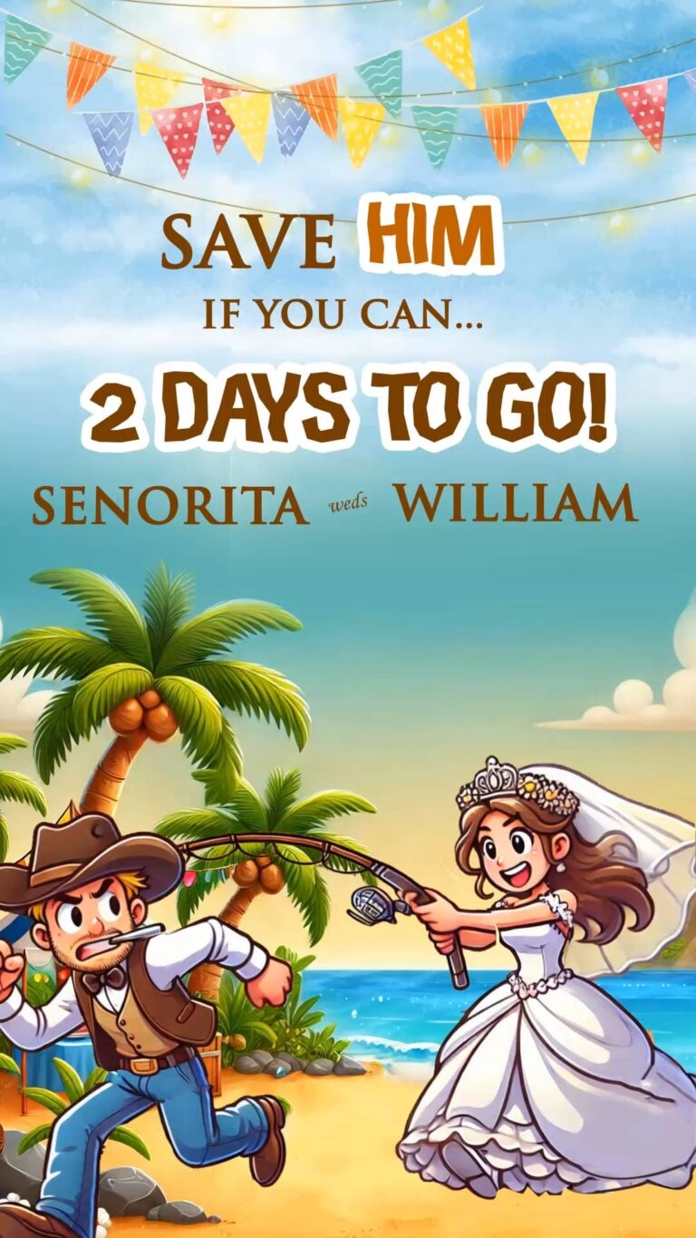 Comical Countdown - Beach-Themed Bride and Groom Wedding Invite Video with Chasing Scene