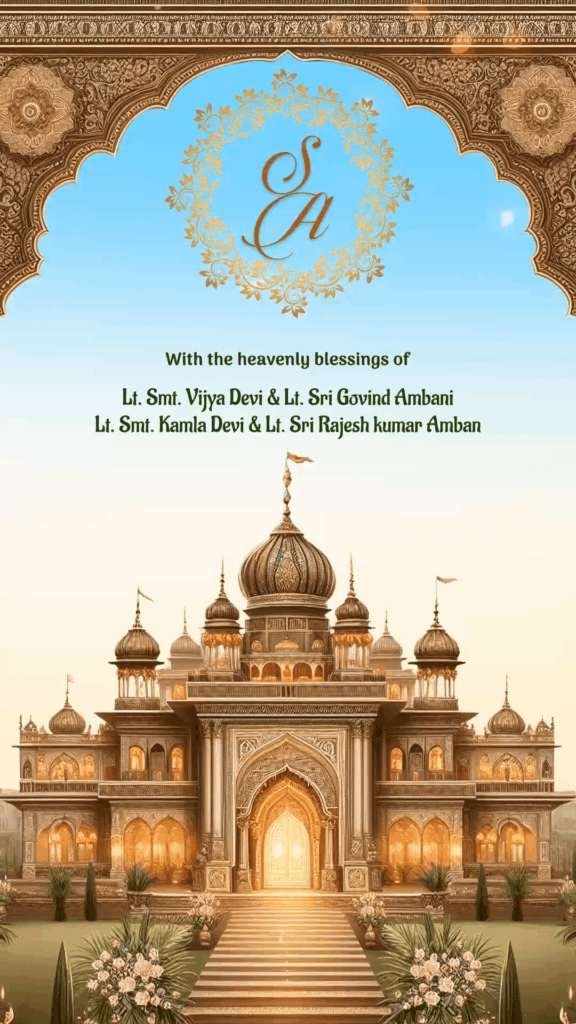 Eternal Love Palace Wedding Video Invite with Couple Caricature