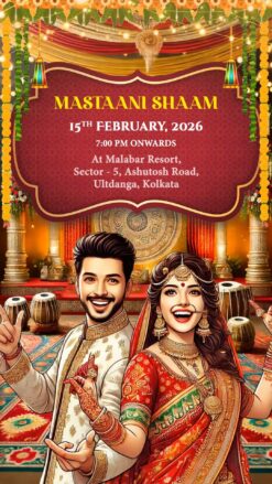Golden Heritage Wedding Invitation Video with Bride and Groom, Rich Decor and Festive Vibes