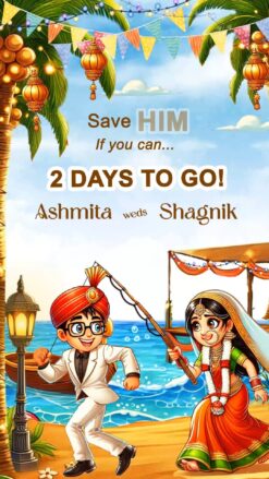 Humorous Countdown - Tropical Wedding Escape Cartoon Invitation Video with Beach Theme