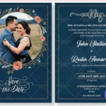 Premium Wedding Invitation Card with Floral Aesthetic and Couple Portrait