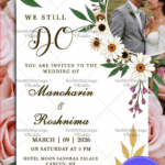 Romantic Elegant Wedding Invitation with Couple's Photo and Floral Accents