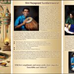 Traditional Mridangam Arangetram Poster and Event Design with Temple Backdrop and Musician Details