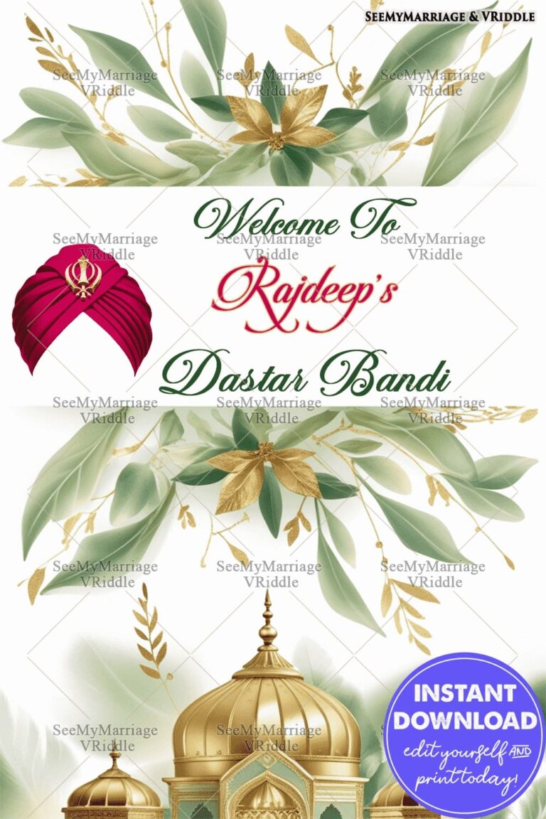 Graceful Dastar Bandi Welcome Banner with Royal Turban and Temple Design