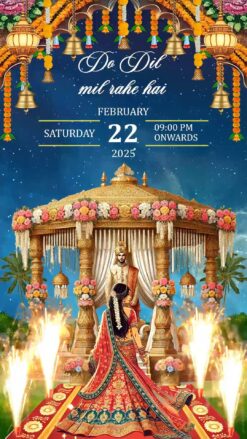 Luxurious Colorful Wedding Invitation Video with Bride & Groom Shadi Caricature Theme