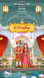 Golden Ganesha Sacred Wedding Invitation Video with Floral Arch and Lotus Pond - Haldi, Mehendi, Sangeet, Reception, Save The Date