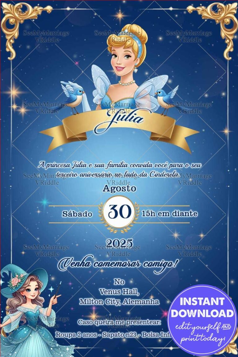 Invitación de Cumpleaños Princesa: Tema Cenicienta