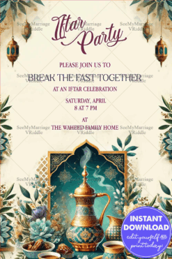 Floral Elegance Iftar Party Invitation A Joyful Celebration of Togetherness