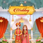 Lotus Pond and Golden Ganesha Wedding Invitation Video with Floral Arch and Reception, Save The Date
